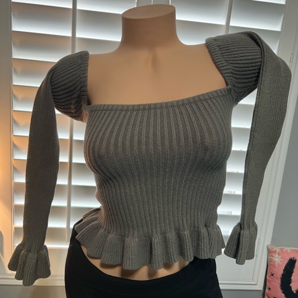 Gray Ribbed Women's Sweater